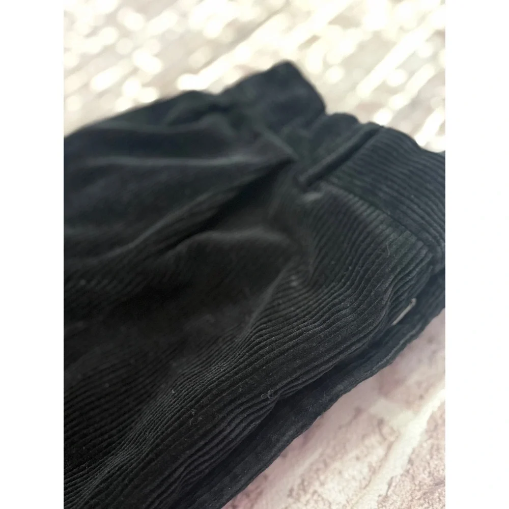Polo Ralph Lauren Andrew Mens 38x32 Black Corduroy Pleated Baggy Wide Trousers
